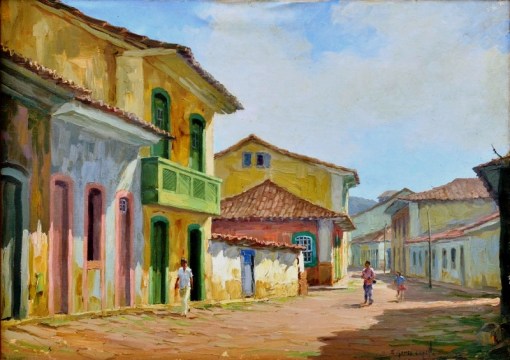 EDY GOMES CAROLLO (1924-2000) - Cena Urbana em Parati-RJ, óleo stela, 53 X 73. Assinado no c.i.d. e no verso (1969)