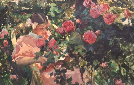Elena-entre-rosas-de-Joaquín-Sorolla-Bastida