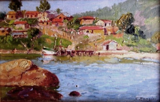 Felisberto Ranzini, Niterói - praia de Jurujuba,  o.s.c. med. 11 x 17 cm, ass. inf. esq. década de 30
