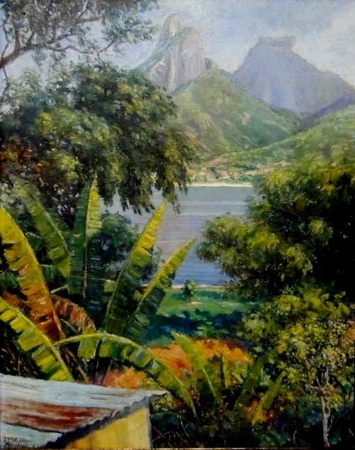 Manuel e Vidal Couce (Argentina, sec XX, Paisagem da Lagoa Rodrigo de Freitas, 1938,osm, 68x53