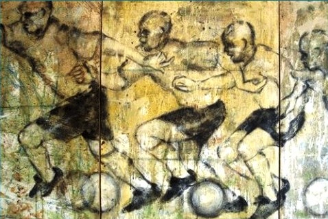 marcantonio, (Marco Antonio Soares da Costa) RJ 1964), futebolsemTítulo, técnica mista stela - 70 x150 cm - 2000