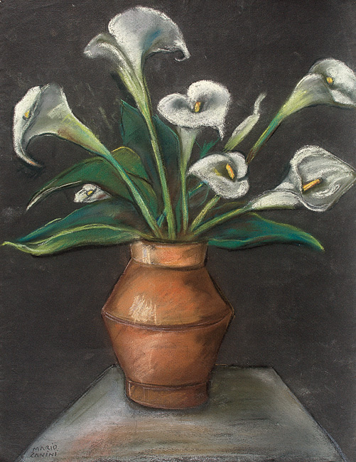 MARIO ZANINI - (1907 - 1971)- lírios - Pastel - 63 x 48 cm - a.c.i.e.