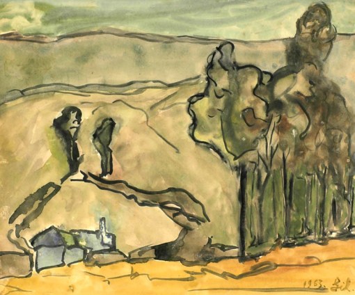 Roberto Gil, Paisagem, 1963, aquarela, 32 x 38