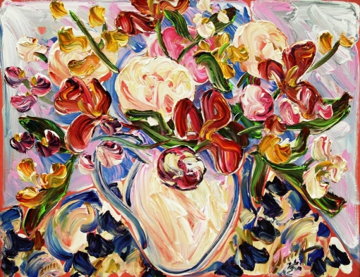 sou-kit-gom, vaso com flores, 2010, ast, 70x90