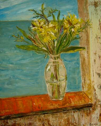 Stella Bianco (1944)Vaso de flores na janelaÓleo sobre placa100 x 80 cm