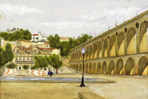 Y. Takaoka,Arcos da Lapa  Aquarela, década de 1930, 32x47cm