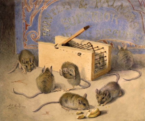 A. L. HOLDING, Mice and Huntley & Palmer's Superior Biscuits,Watercolour,19.00 x 23.00cm