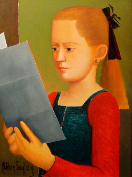 adilsonsantos, (Brasil)Menina lendo jornal,osm, 33x24cm