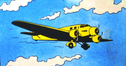 avião amarelo em vôo, hergé