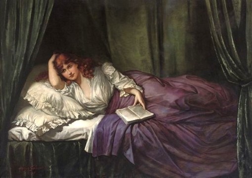 Herman Salomon, circa 1905, Bedtime reading, ost, 148 x 208 cm