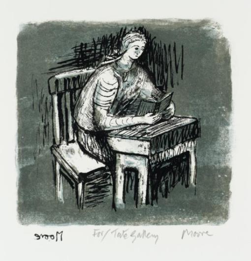 Girl Seated at Desk V 1974 by Henry Moore OM, CH 1898-1986