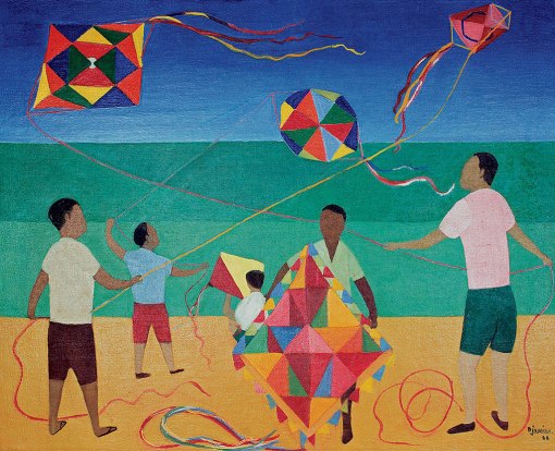 Djanira da Motta e Silva, Meninos com Pipa, ost, 1966, estudo de painel, 65 x 81 cm