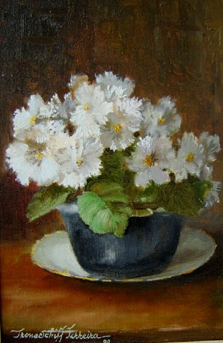 Irene Schiff Ferreira (1920)Violeta africana,Óleo sobre tela,30 x 20 cm