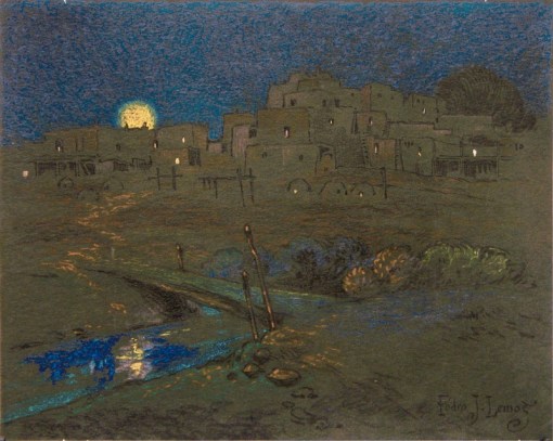 Night-Taos-Pueblo-by-Pedro-Joseph-de-Lemos