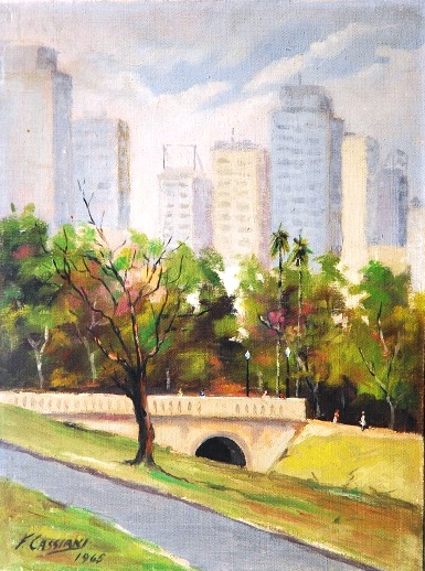 FERNANDO CASSIANI - Paisagem SP O´leo sobre tela, Assinado canto inferior esquerdo, Medindo 39,80 x 30,00