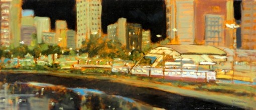 Marcio Schiaz - Estação Cidade Jardim - SP - Óleo sobre tela - 31 x 70 cm - 2005 -