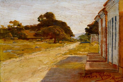 ROSALVO RIBEIRO (1865 - 1915),Paisagem de Maceió, óleo sobre madeira, 11 x 17 cm
