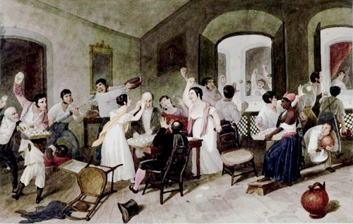 Augustus Earle-jogos-durante-o-entrudo-no-Rio-de-Janeiro-Aquarela-circa 1822