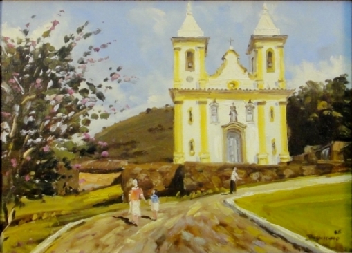 BENIGNO, JOSE RIBEIRO (1955). Igreja de São Francisco de Assis em Sabará - Mg, óleo s tela, 24 X 33. Assinado e datado (1988)