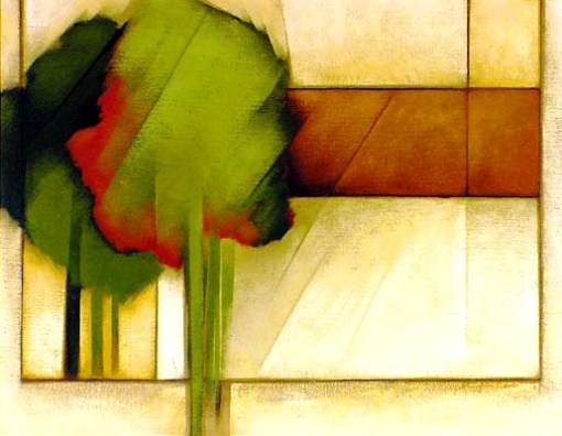 Olímpia Couto,Composição c árvore vestse,1989, 90 x 70cm