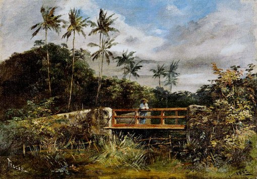 TELLES JÚNIOR, Jerônimo José,Paisagem,óleo s tela, ass. inf. esq. e dat. 1882 inf. dir.32 x 46 cm