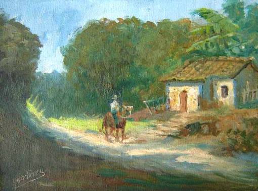 Arnaldo Barbieri, Paisagem com cavalo, ost, 18x24