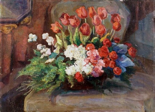 ARTHUR TIMÓTEO DA COSTA. Flores o.s.t. 69 x 94 cm assinado, datado e situado Rio 1920