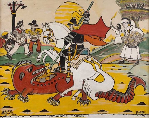 Bajado,O glorioso São Jorge, Óleo sobre madeira, 1975 - 61 x 77 cm.