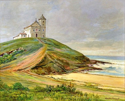 GASTÃO FORMENTI (1894-1974)Igreja de Nossa Senhora de Nazareth em Saquarema - Estrada do Rio,ost, 54 x 65. Assinado e datado (1943)