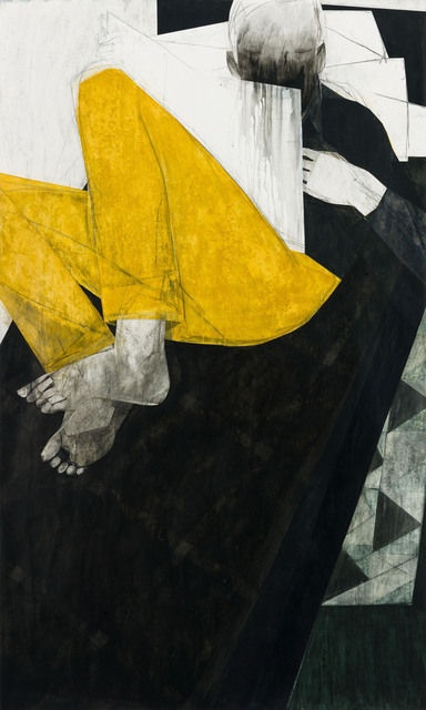 Iris Schomaker, J. (reading) , 2013Oil and watercolour on paper. Galerie Thomas