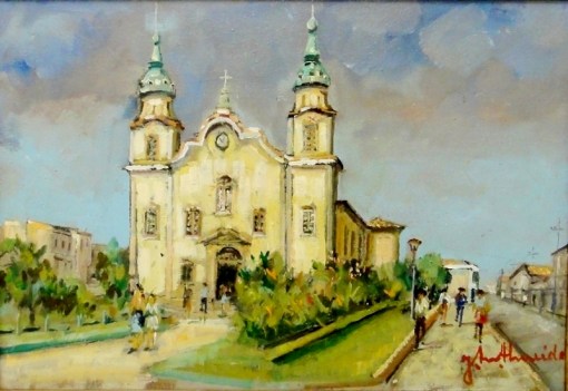 JOSÉ MARIA DE ALMEIDA (1906-1995)Igreja Matriz em Alfenas-MG,1967,ost,39 x 55