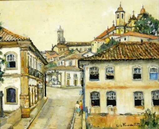 LUIZ DE ALMEIDA JÚNIOR (1894-1970)Casario e igrejas em Ouro Preto-MG,1963,ost, 50 X 60