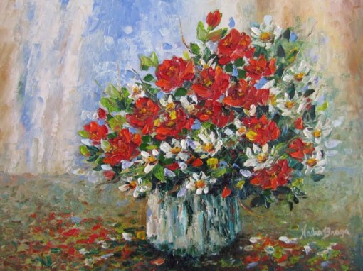 NADIA BRAGA - Flores, ost, 30x40cm, assinado