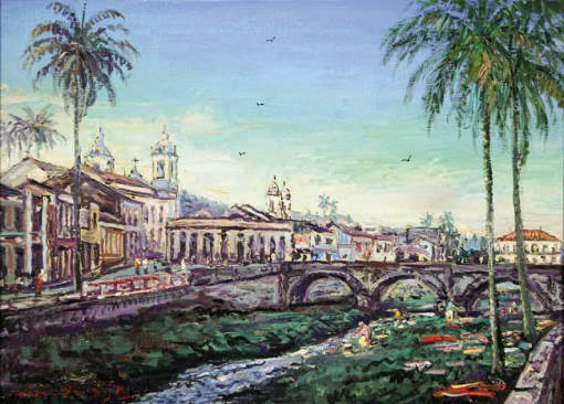 Wim Van Dijk - Tarde em São João Del Rey 33 x 46cm - OST - Ass. CIE e Dat. 1987