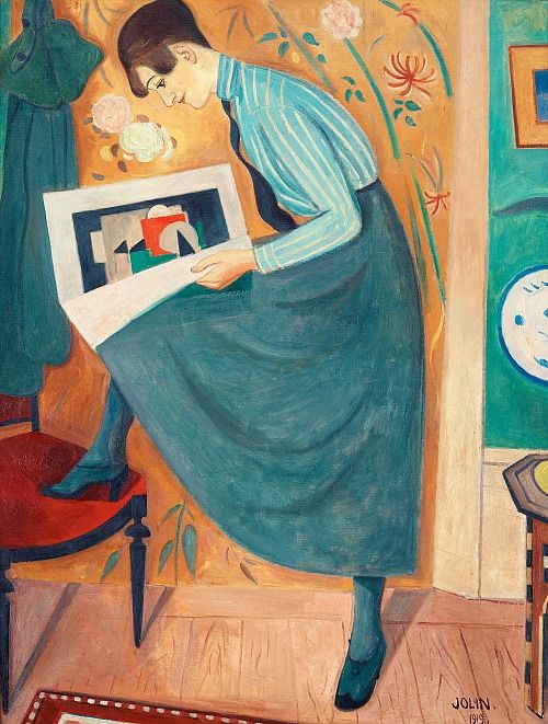 Einar Jolin Young Woman Reading an Art Magazine