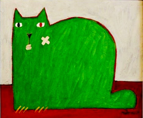 GUSTAVO ROSA ,Gato Verde - 1989 - O.S.T. - 53x64cm
