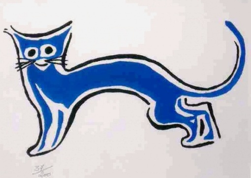 John Graz (1891-1980) - Gato azul - Gravura 37-200 - 16 x 22 cm