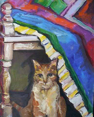 Stella Bianco (1944)Gato,Óleo sobre tela,100 x 80 cm