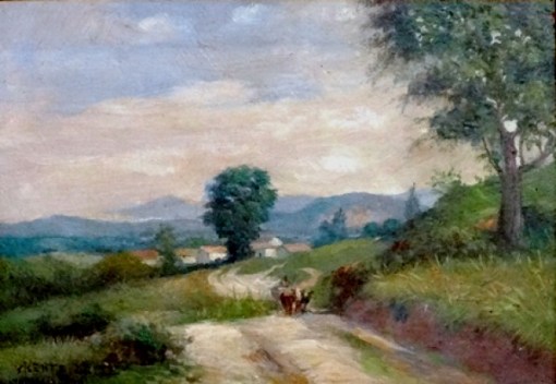 VICENTE LEITE, Vicente Ferreira Leite (1900 - 1941) Paisagem - Itaboraí, o.s.m, 18 X 26 cm, assinado, localizado (Itaboraí) e datado (1940) no c.i.e.