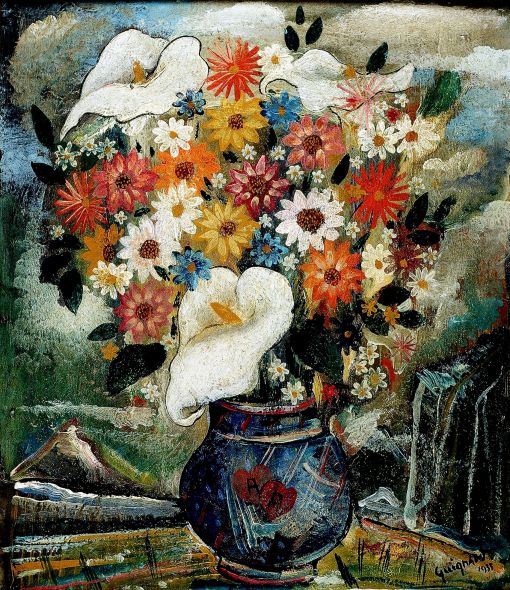 Alberto da Veiga GUIGNARD, Vaso com flores, os cartão,1933, 41.5 cm x 34 cm