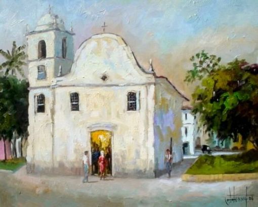 Daniel Penna, (Brasil, São Paulo, 1951) Igreja Matriz, Itanhaém, 2004, ost, 40 cm X 50 cm