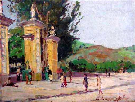 gerson_coutinho.Santuário da Penha óleo sobre eucatex datado 1937 18x25cm.