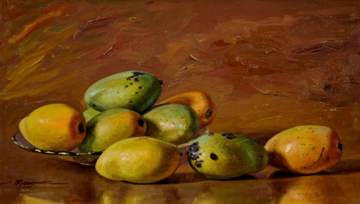 JOSÉ CARLOS DOS SANTOS, DITO FLORÊNCIO - (Brasil,1947)Natureza morta - óleo sobre tela - 24 x 41 cm - 1990 -