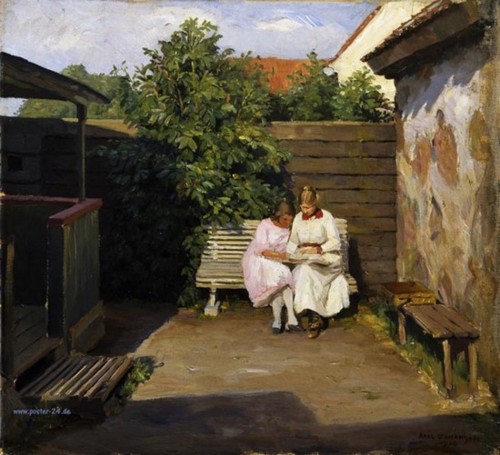 Axel Johansen (Dinamarca, 1872-1938) Hora da leitura, ost