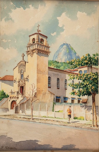 RANZINI, FelisbertoPaisagem iconografica - aquarela - med. 49 x 32 cm