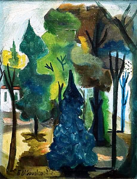DI CAVALCANTI, Emiliano (1897-1976) - Paisagem de Petrópolis, o.s.t. - 35 x 28 cm. Assinado cie e verso, datado 1963 e localizado Petrópolis.