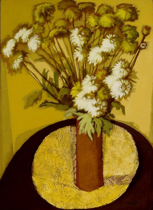 BIANCHETTI, Glenio,Vaso com Flores,óleo s tela colada em madeira, 1981,76 x 55 cm