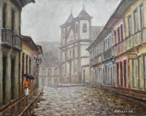 Cassio Antunes, Rua Direita em dia de Chuva - Mariana, OSP, 24x30, ACID, 2015