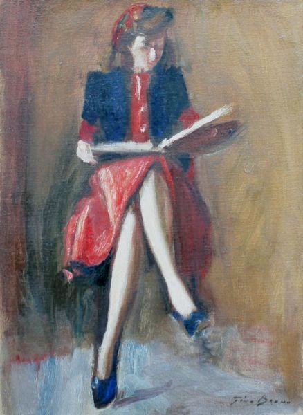 Gino Bruno, Leitura, Óleo sobre tela, 65 alt X 50 larg (cm), acid