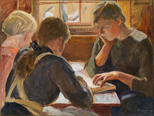 Halonen,_Pekka, (Finlandia, 1865-1933)Crianças lendo, 1916, ost, Museu de Arte Moderna, Espoo,Finlandia